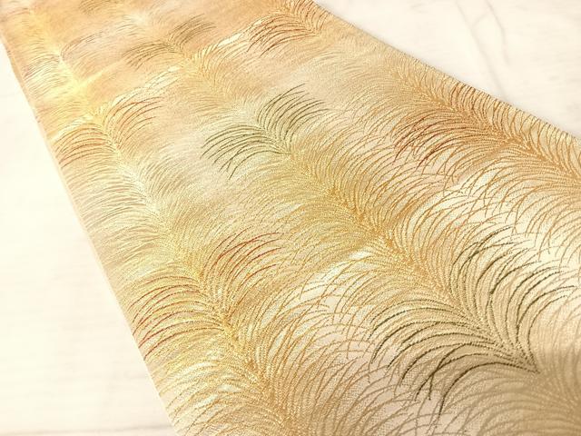 平和屋着物◎六通柄袋帯 松文 金糸 正絹 逸品 AAAV5472yx