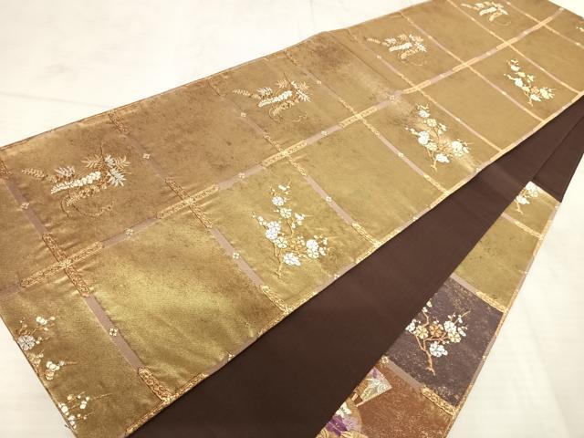 平和屋着物◎六通柄袋帯　唐織　枝花文　金銀糸　正絹　逸品　AAAV5578yx