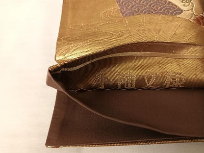 平和屋着物◎六通柄袋帯 唐織 小袖文様 金糸 正絹 逸品 AAAV5588yx