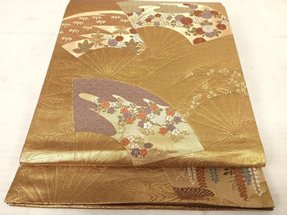 平和屋着物◎六通柄袋帯 唐織 小袖文様 金糸 正絹 逸品 AAAV5588yx