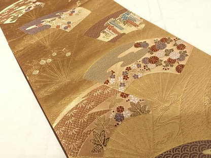 平和屋着物◎六通柄袋帯 唐織 小袖文様 金糸 正絹 逸品 AAAV5588yx