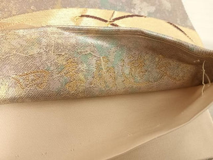 平和屋着物◎六通柄袋帯 唐織 香漂花 四季扇遊文 金糸 引箔 正絹 逸品 AAAV5589yx