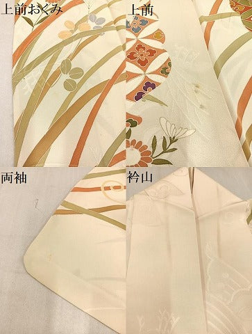 平和屋着物▽訪問着 単衣 花蝶文 金彩 正絹 逸品 AAAV5772ph