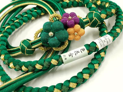 平和屋着物●和装小物 振袖用帯締め 装飾 ちりめん細工 あわじ玉 金糸 撚り房 逸品 未使用 AAAV5844ay