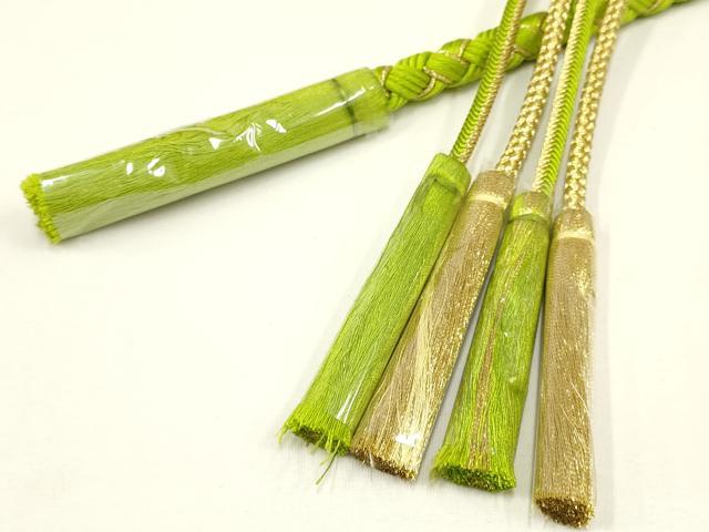 平和屋着物●和装小物　振袖用帯締め　装飾　つまみ細工　パール　金糸　逸品　未使用　AAAV5884ay