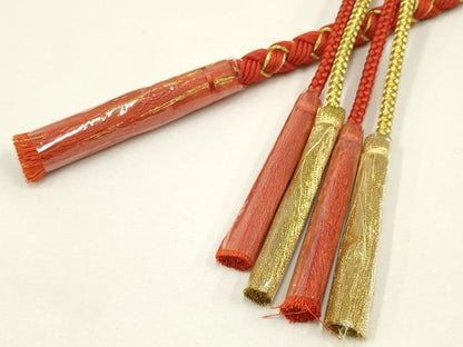 平和屋着物●和装小物 振袖用帯締め 装飾 つまみ細工 ラインストーン パール 金糸 逸品 未使用 AAAV5885ay