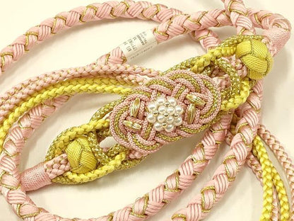 平和屋着物●和装小物 振袖用帯締め 装飾 パール あわじ玉 金糸 逸品 未使用 AAAV5888ay