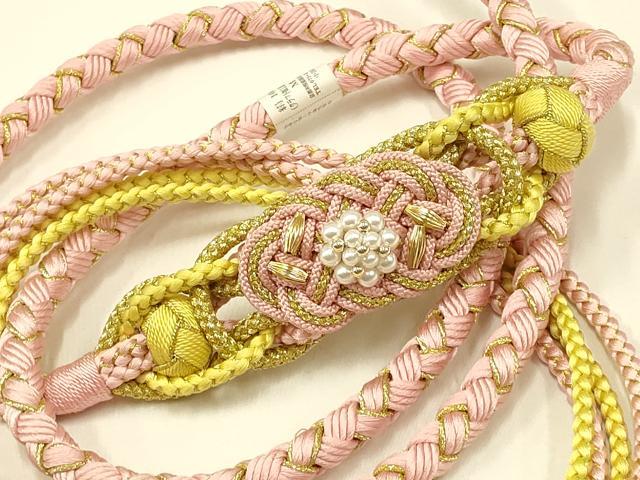 平和屋着物●和装小物 振袖用帯締め 装飾 パール あわじ玉 金糸 逸品 未使用 AAAV5888ay
