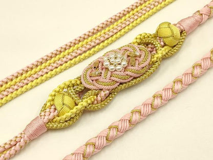 平和屋着物●和装小物 振袖用帯締め 装飾 パール あわじ玉 金糸 逸品 未使用 AAAV5888ay
