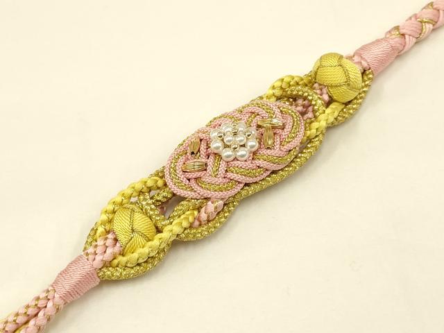 平和屋着物●和装小物 振袖用帯締め 装飾 パール あわじ玉 金糸 逸品 未使用 AAAV5888ay