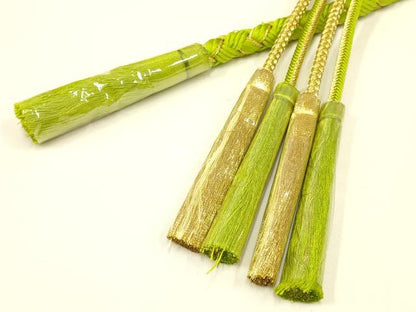 平和屋着物●和装小物 振袖用帯締め 装飾 パール つまみ細工 金糸 逸品 未使用 AAAV5889ay