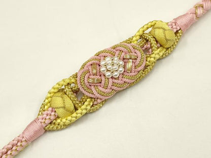 平和屋着物●和装小物　振袖用帯締め　装飾　パール　あわじ玉　金糸　逸品　未使用　AAAV5892ay