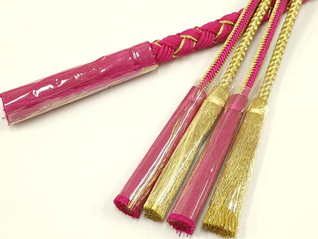 平和屋着物●和装小物 振袖用帯締め 装飾 パール つまみ細工 金糸 逸品 未使用 AAAV5893ay