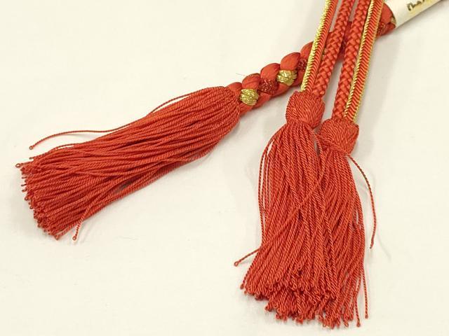 平和屋着物●和装小物 振袖用帯締め 装飾 ちりめん細工 金糸 撚り房 逸品 未使用 AAAV5900ay