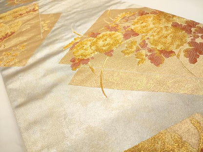 平和屋着物◎六通柄袋帯 草花文 金糸 引箔 正絹 逸品 AAAV6623dt