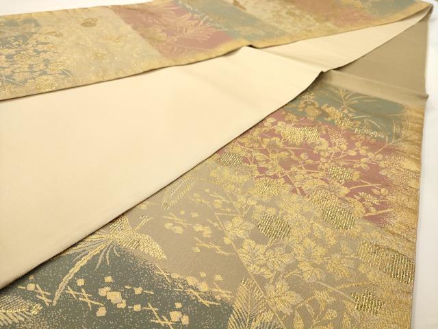 平和屋着物◎六通柄袋帯 瑞島松花文 金糸 正絹 逸品 AAAV6636dt