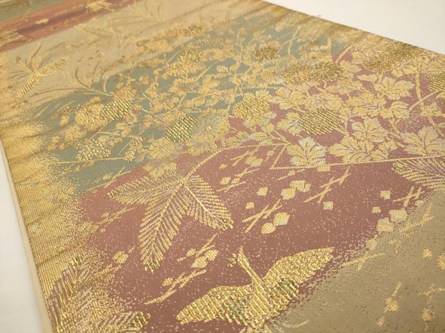 平和屋着物◎六通柄袋帯 瑞島松花文 金糸 正絹 逸品 AAAV6636dt