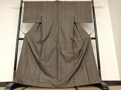 平和屋着物●本場大島紬 泥染め 9マルキ 縞 正絹 逸品 AAAV7010zg