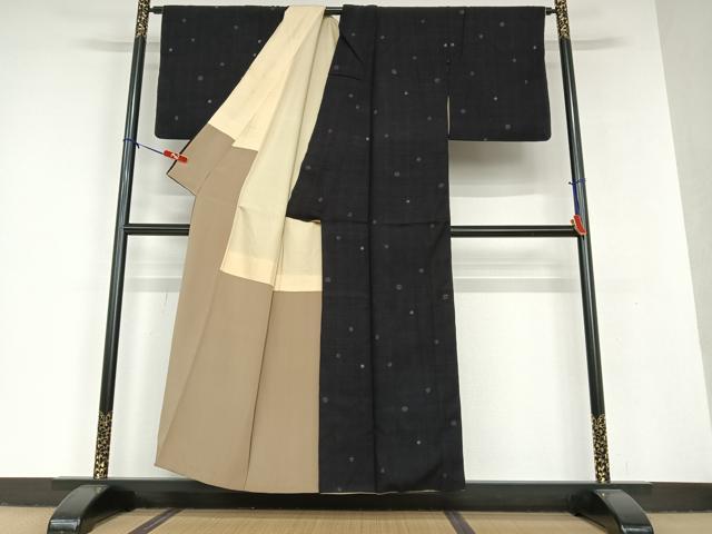 平和屋着物●結城紬 飛び亀甲柄 正絹 逸品 AAAV7028zg