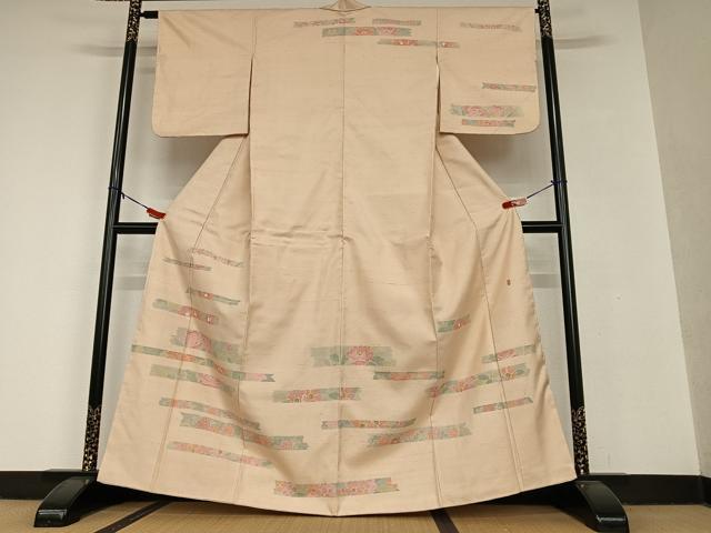 平和屋着物●訪問着 作家物 紬地 草花間道 正絹 逸品 未使用 AAAV7030zg