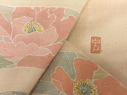 平和屋着物●訪問着 作家物 紬地 草花間道 正絹 逸品 未使用 AAAV7030zg
