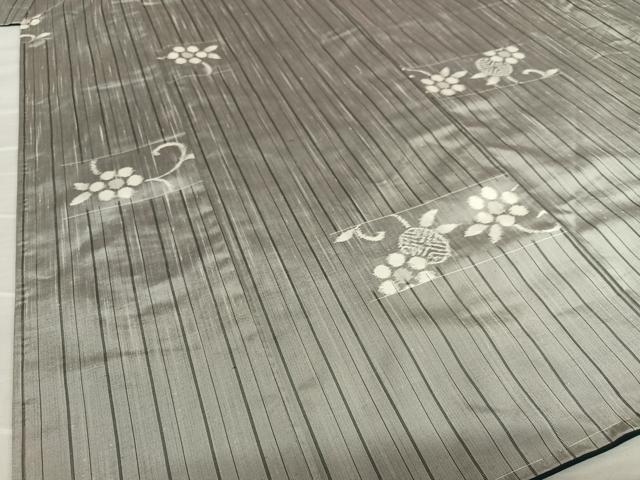平和屋着物●上質な紬 横段花唐草文 正絹 逸品 AAAV7035zg