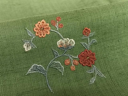平和屋着物●訪問着 紬地 刺繍 草花文 暈し染め 正絹 逸品 AAAV7036zg