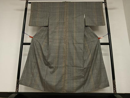 平和屋着物●上質な紬　絞り　縞　正絹　逸品　AAAV7037zg