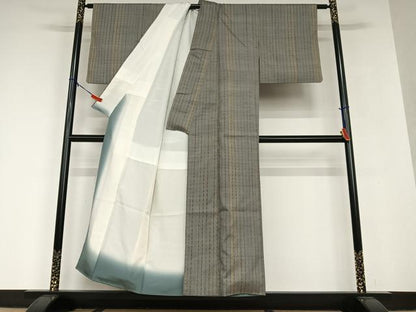平和屋着物●上質な紬　絞り　縞　正絹　逸品　AAAV7037zg