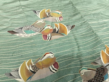 平和屋着物●訪問着　友禅　流水鴛鴦文　暈し染め　仮絵羽　正絹　逸品　未使用　AAAV7056zg