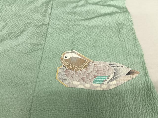 平和屋着物●訪問着　友禅　流水鴛鴦文　暈し染め　仮絵羽　正絹　逸品　未使用　AAAV7056zg