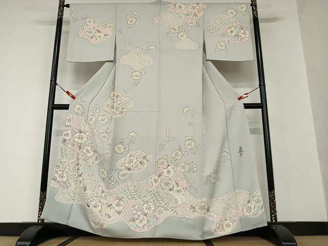 平和屋着物●英王室献上友禅作家　木下勝功　訪問着　辻が花　手描き　正絹　逸品　AAAV7069zg