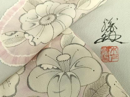平和屋着物●英王室献上友禅作家　木下勝功　訪問着　辻が花　手描き　正絹　逸品　AAAV7069zg