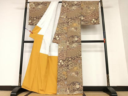 平和屋着物●上質な小紋　草花文　金彩　正絹　逸品　AAAV7072zg