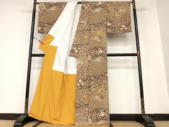 平和屋着物●上質な小紋　草花文　金彩　正絹　逸品　AAAV7072zg
