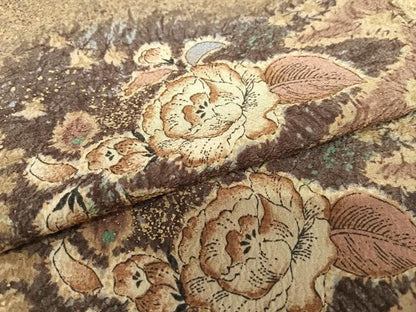 平和屋着物●上質な小紋　草花文　金彩　正絹　逸品　AAAV7072zg