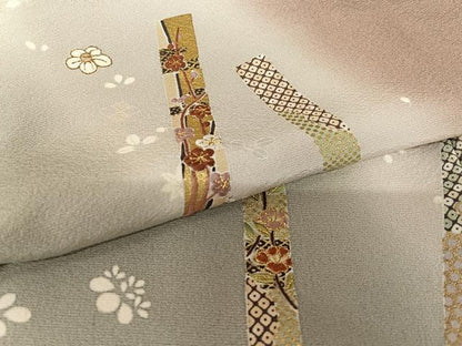 平和屋着物●訪問着 駒刺繍 短冊花文 暈し染め 金彩 正絹 逸品 AAAV7075zg