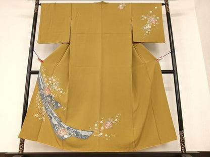 平和屋着物●訪問着 短冊花文 金彩 正絹 逸品 AAAV7076zg