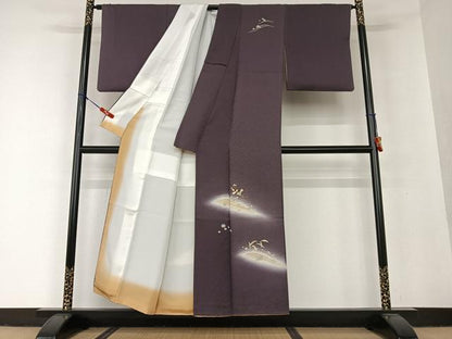 平和屋着物●訪問着　駒刺繍　立波文　瓢箪　暈し染め　金銀彩　正絹　逸品　AAAV7078zg