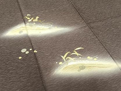 平和屋着物●訪問着　駒刺繍　立波文　瓢箪　暈し染め　金銀彩　正絹　逸品　AAAV7078zg