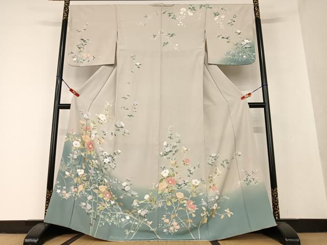 平和屋着物●訪問着 友禅 作家物 草花文 暈し染め 正絹 逸品 AAAV7079zg