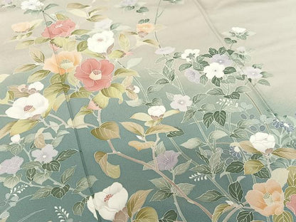 平和屋着物●訪問着 友禅 作家物 草花文 暈し染め 正絹 逸品 AAAV7079zg