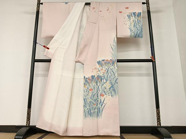 平和屋着物●本加賀友禅作家 押田正義 訪問着 草花文 暈し染め 正絹 逸品 AAAV7080zg
