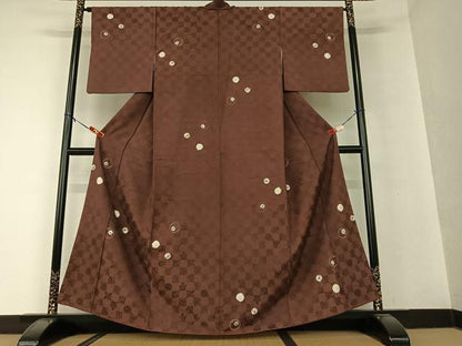 平和屋着物●上質な小紋 お召地 絞り 飛び柄 正絹 逸品 AAAV7082zg