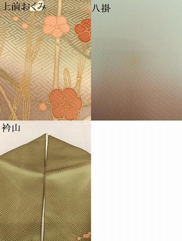 平和屋着物●訪問着　笹梅文　暈し染め　金彩　正絹　逸品　AAAV7083zg