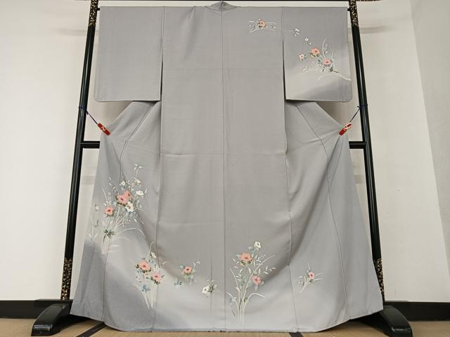 平和屋着物●訪問着 友禅 草花文 暈し染め 正絹 逸品 AAAV7086zg