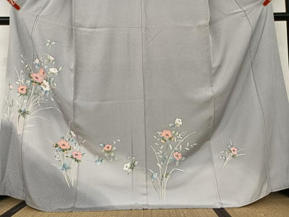 平和屋着物●訪問着 友禅 草花文 暈し染め 正絹 逸品 AAAV7086zg