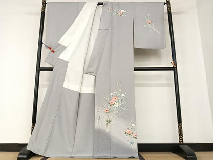 平和屋着物●訪問着 友禅 草花文 暈し染め 正絹 逸品 AAAV7086zg