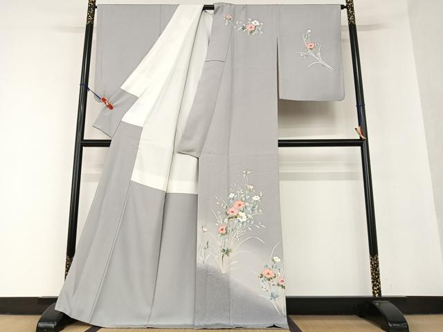 平和屋着物●訪問着 友禅 草花文 暈し染め 正絹 逸品 AAAV7086zg