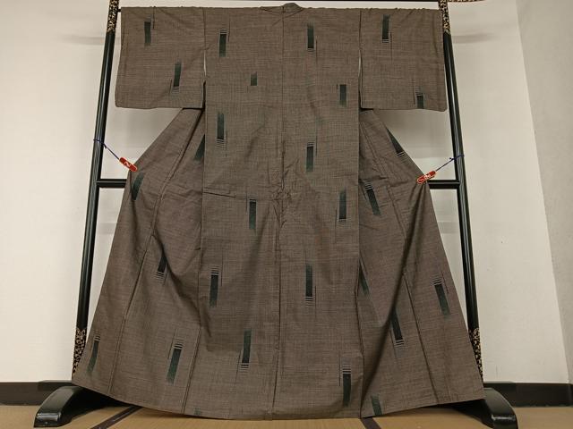 平和屋着物●本場大島紬 泥染め 9マルキ 短冊文 正絹 逸品 AAAV7091zg